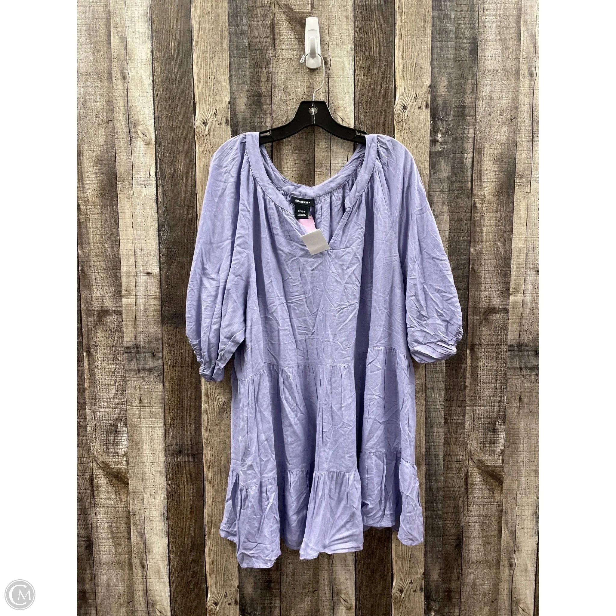 Cozy Wearable Chill Mode Tunic Short Sleeve By Cme In Purple, Size: 3x