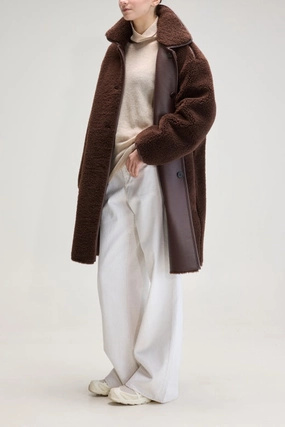 Bellerose Easton Coat in Dk Roast Flatlock stitching Thermal Lining