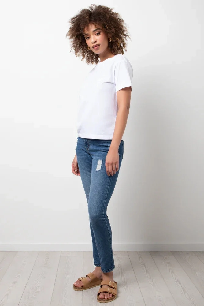 StaticResistant Material Crew Neck Short Sleeve Regular Fit T-Shirt White