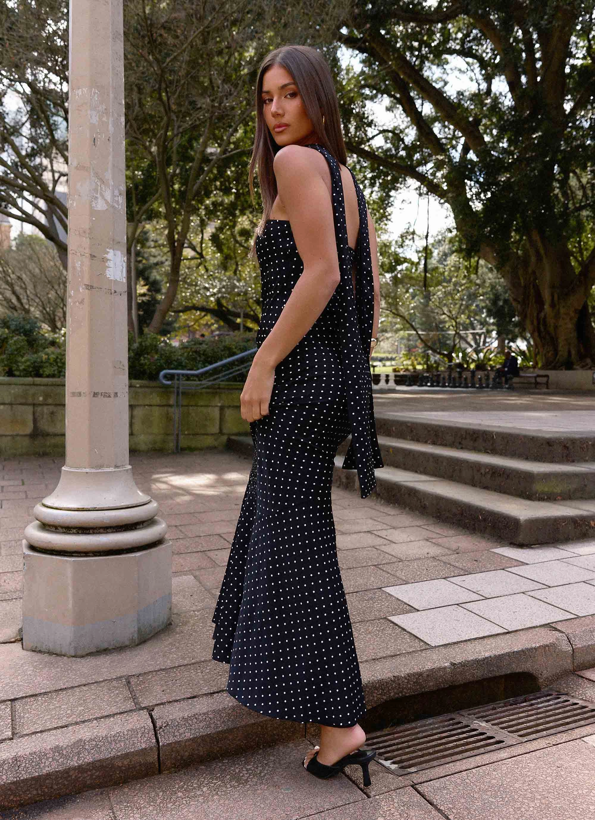 Olive Fresh Under The Pagoda Maxi Dress - Black Polkadot