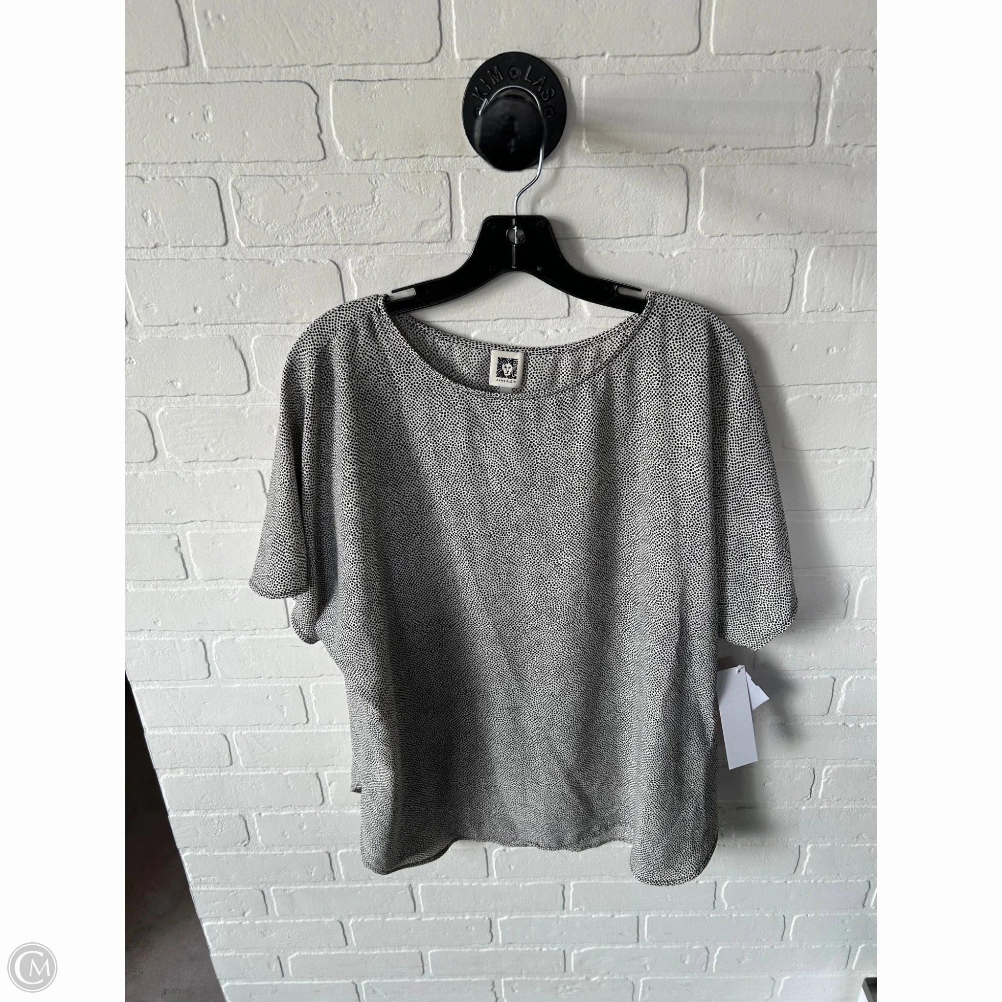 Top Short Sleeve By Anne Klein In Black & White, Size: Xl Heat Transfer Printing