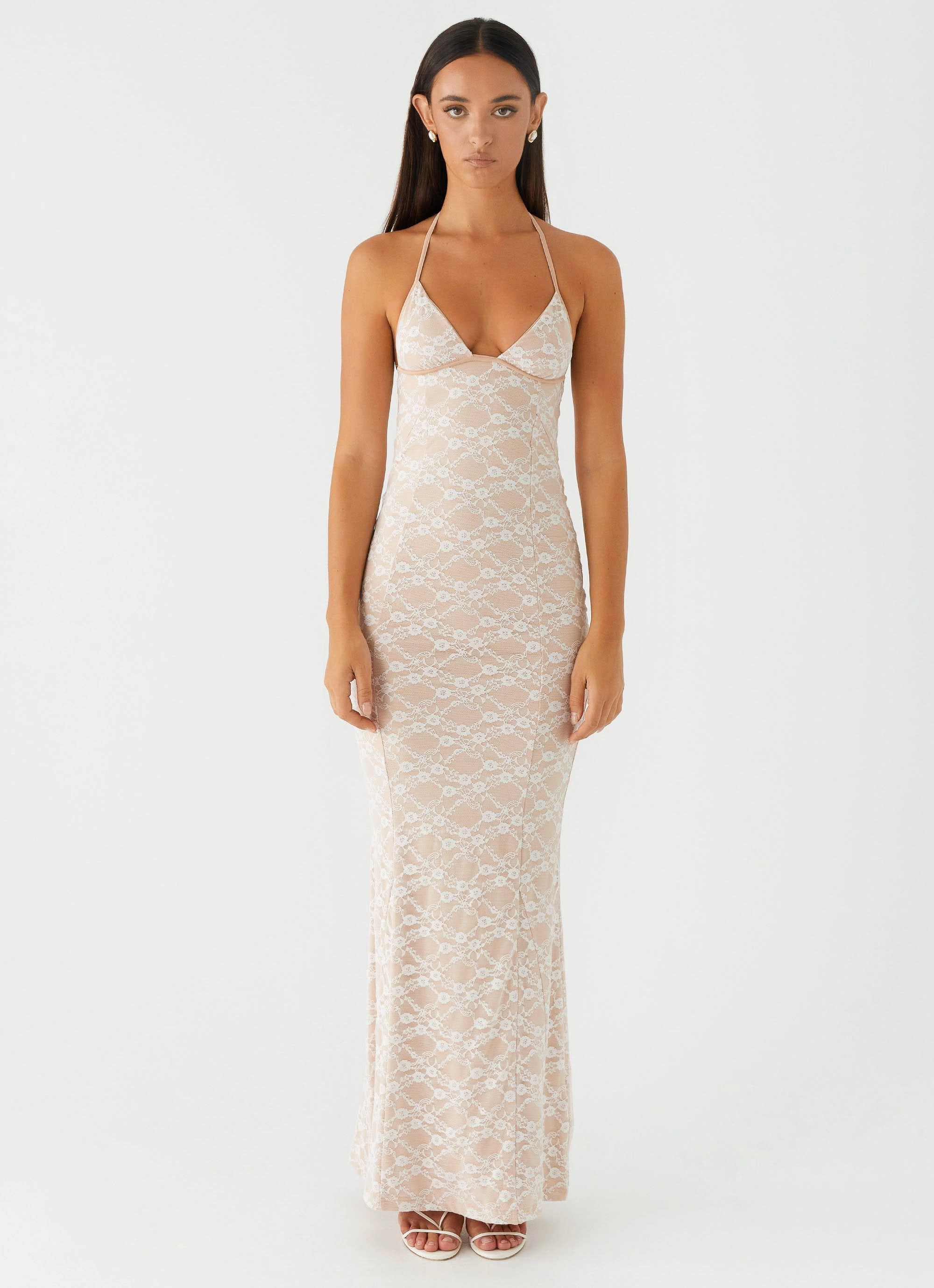 Gender Fluid Jolina Lace Maxi Dress - White