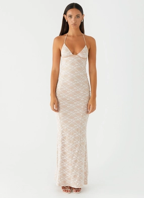 Gender Fluid Jolina Lace Maxi Dress - White