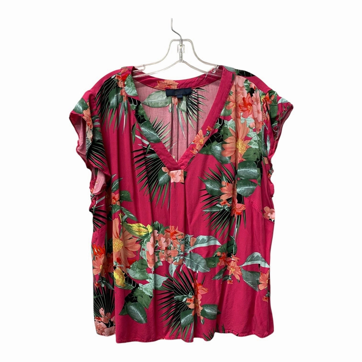 Retro Top Ss By Rachel Roy In Pink, Size:2X