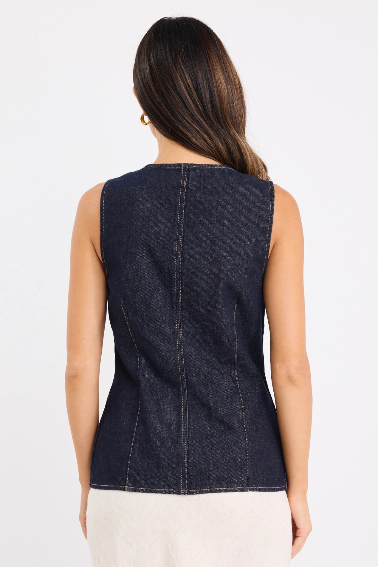 View Indigo Denim Square Neck Vest NonToxic Certification