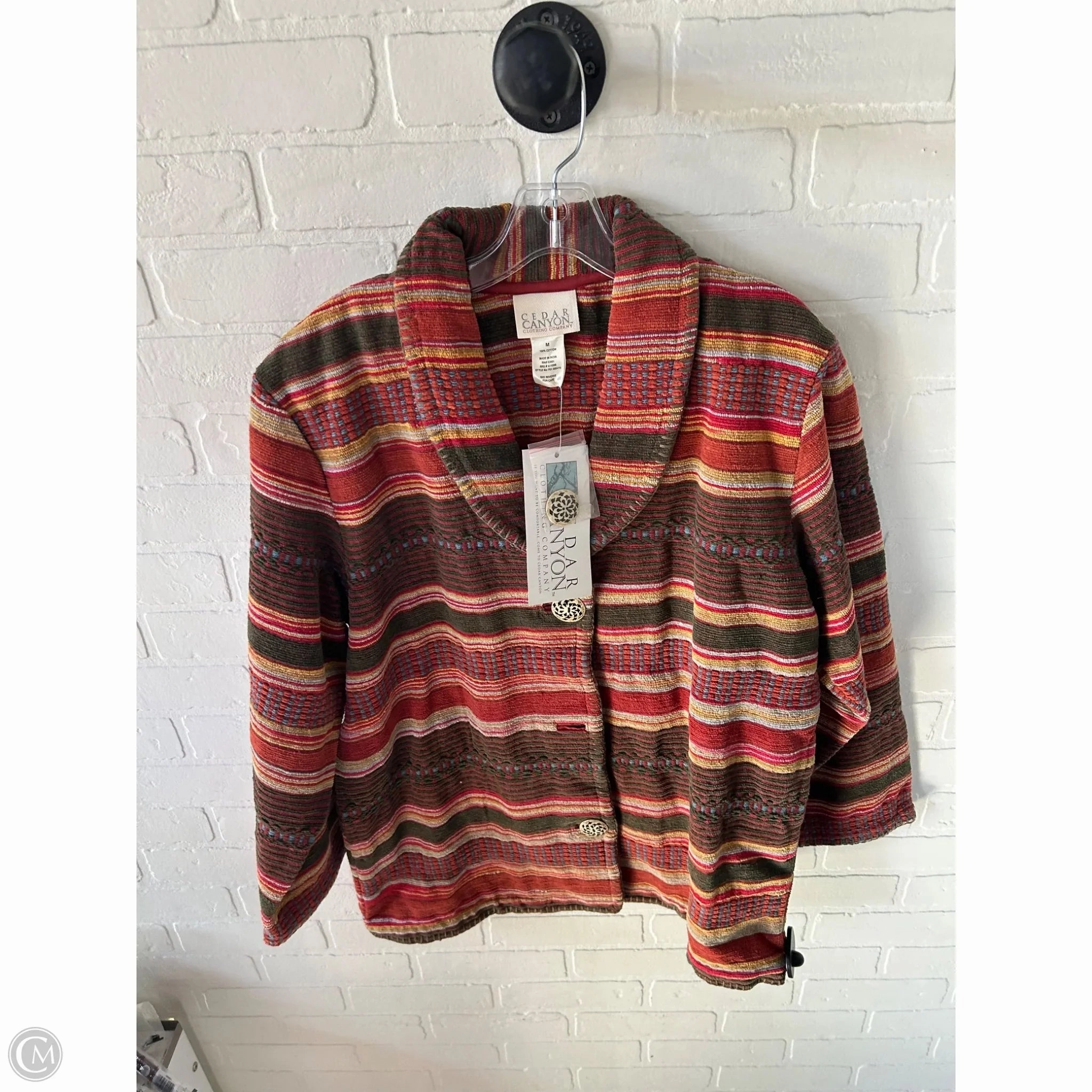 Jacket Shirt By Cmc In Brown & Orange, Size: M Draft Block AdjustableCuffs