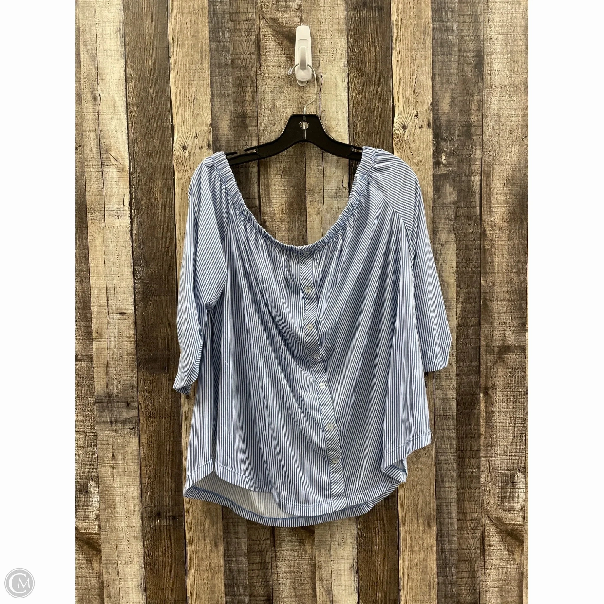 Top Short Sleeve By Cme In Striped Pattern, Size: 2x No-Shrink Fabric