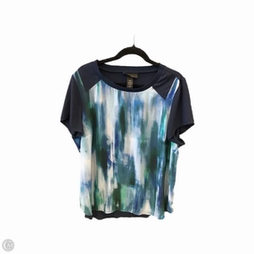 Linen blend Sun Protection Top Short Sleeve By Lane Bryant In Blue, Size: 1x