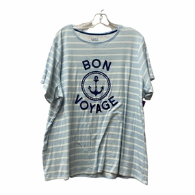 Effortless Fashion Top Ss By Croft And Barrow In Blue, Size:2X