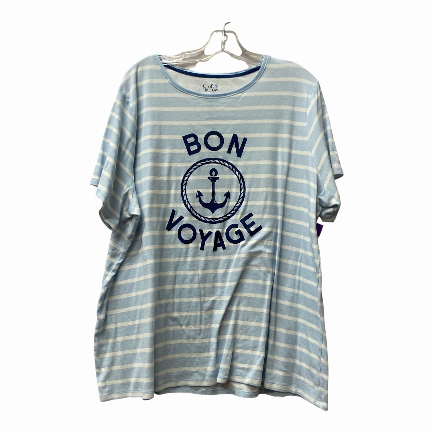 Effortless Fashion Top Ss By Croft And Barrow In Blue, Size:2X