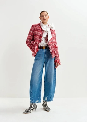 Essentiel Antwerp Iskra Fringed Jacket in Santa Claus Multi pockets