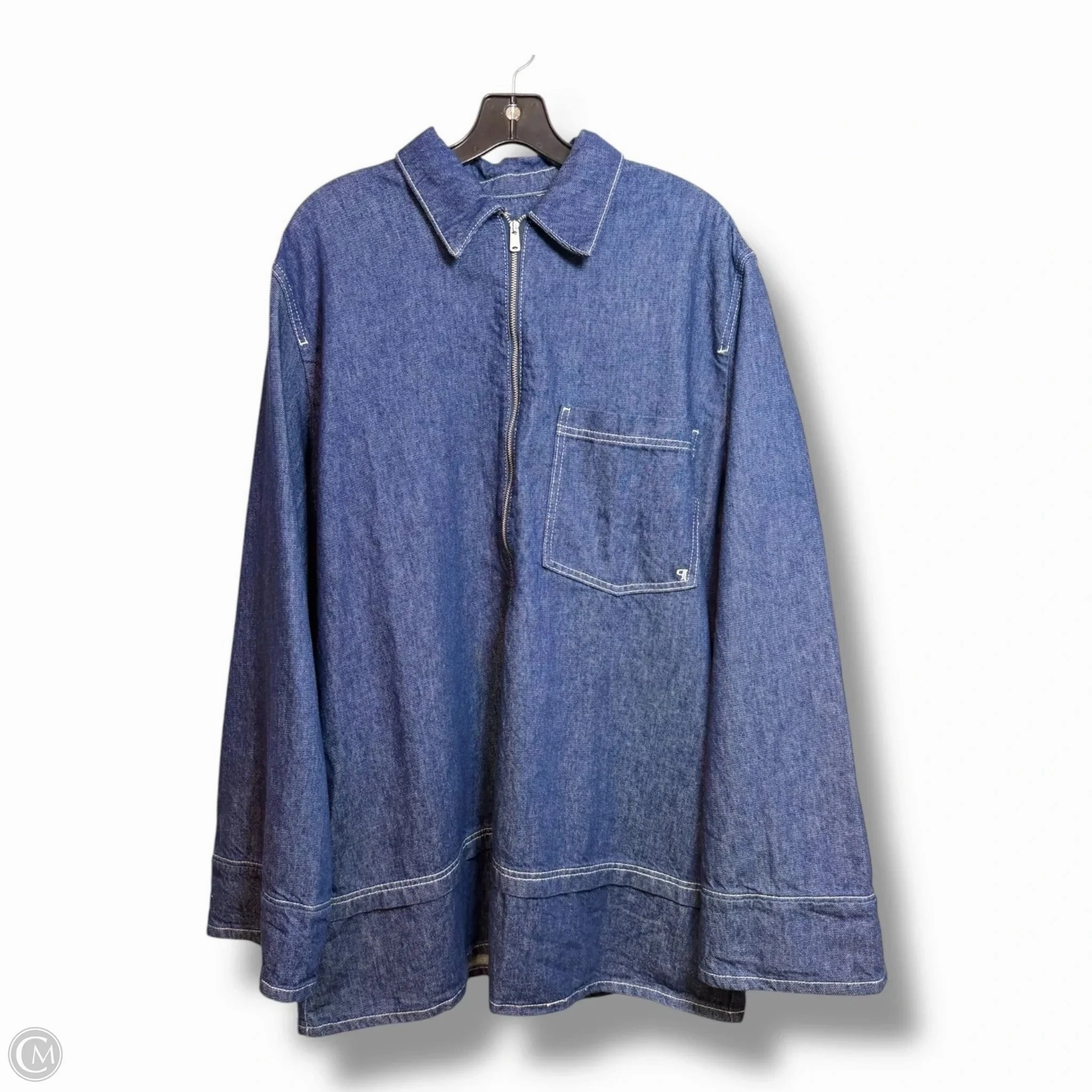 Oversized Jacket Denim By Pilcro In Blue Denim, Size: Xl Cotton Twill Shrink resistant