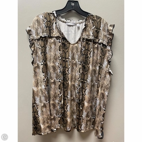 All-Weather Wear Top Short Sleeve By Notations In Snakeskin Print, Size: 3x