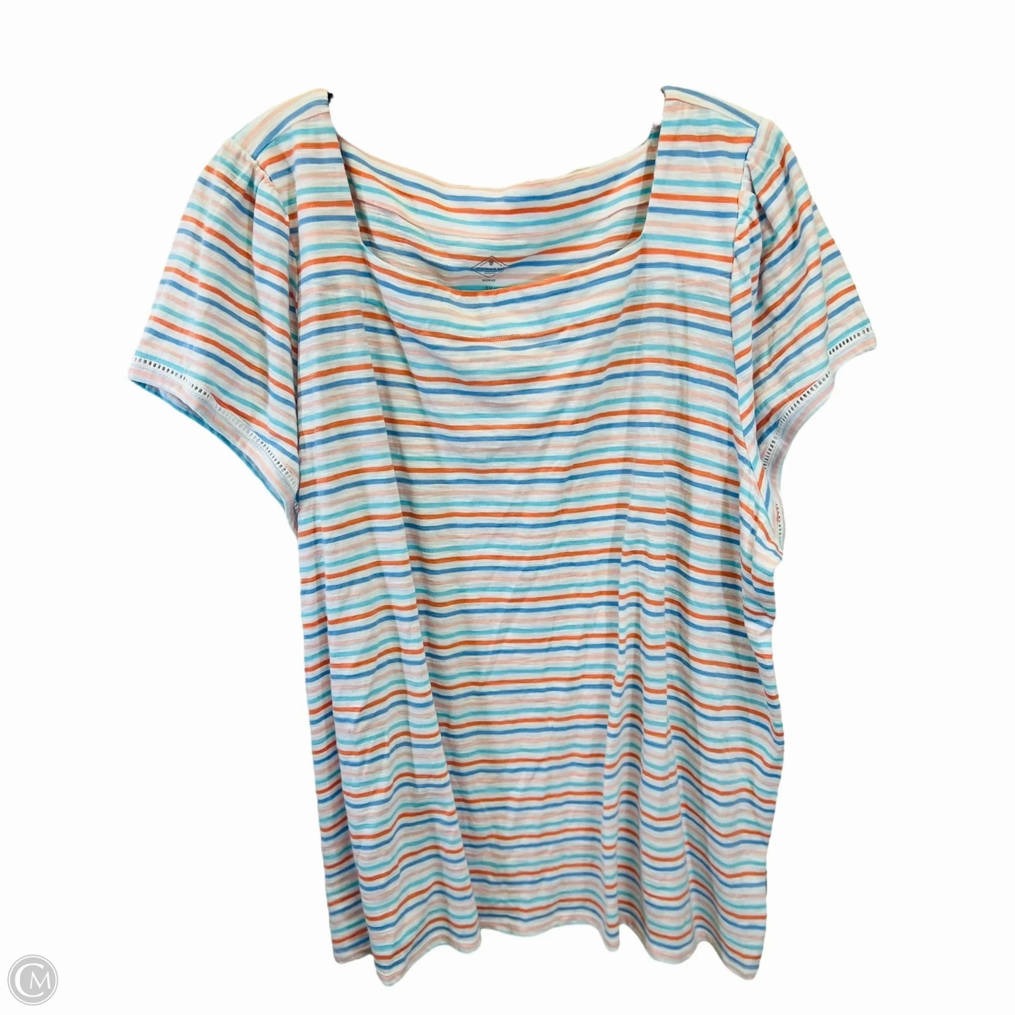 Top Short Sleeve By St Johns Bay In Striped Pattern, Size: 2x contrast VintageWashEffect