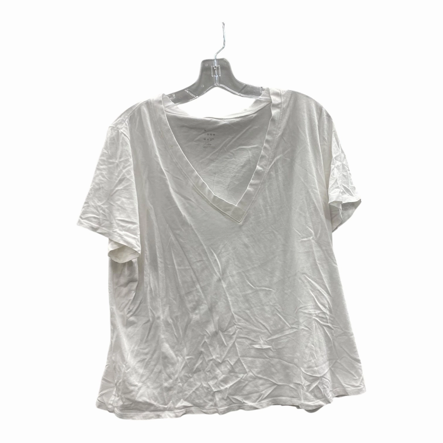 Top Ss By A New Day In White, Size:1X Raw Hem Finish