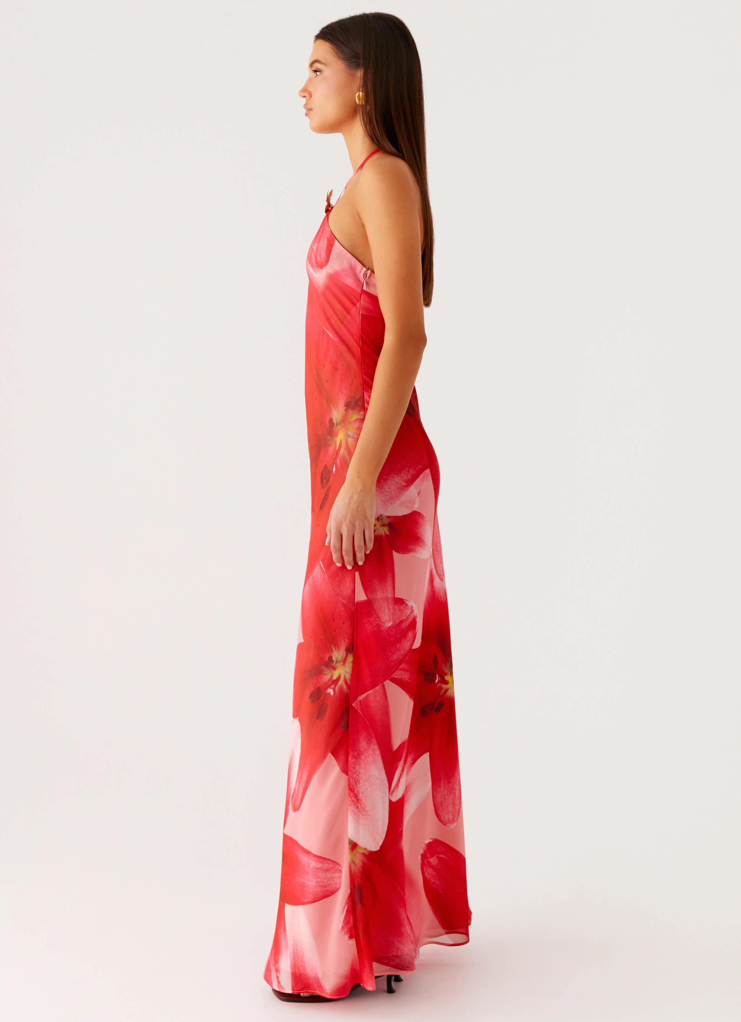 Vatiana Chiffon Maxi Dress - Peach Watermelon Flower Cool Elegance Elegant Wearable