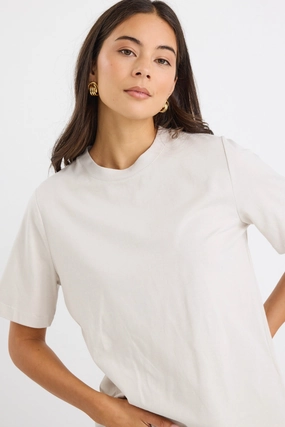 ZeroWasteProduction Relaxed Sweatshirt Street Stone Crew Neck Short Sleeved Boxy SS Tee