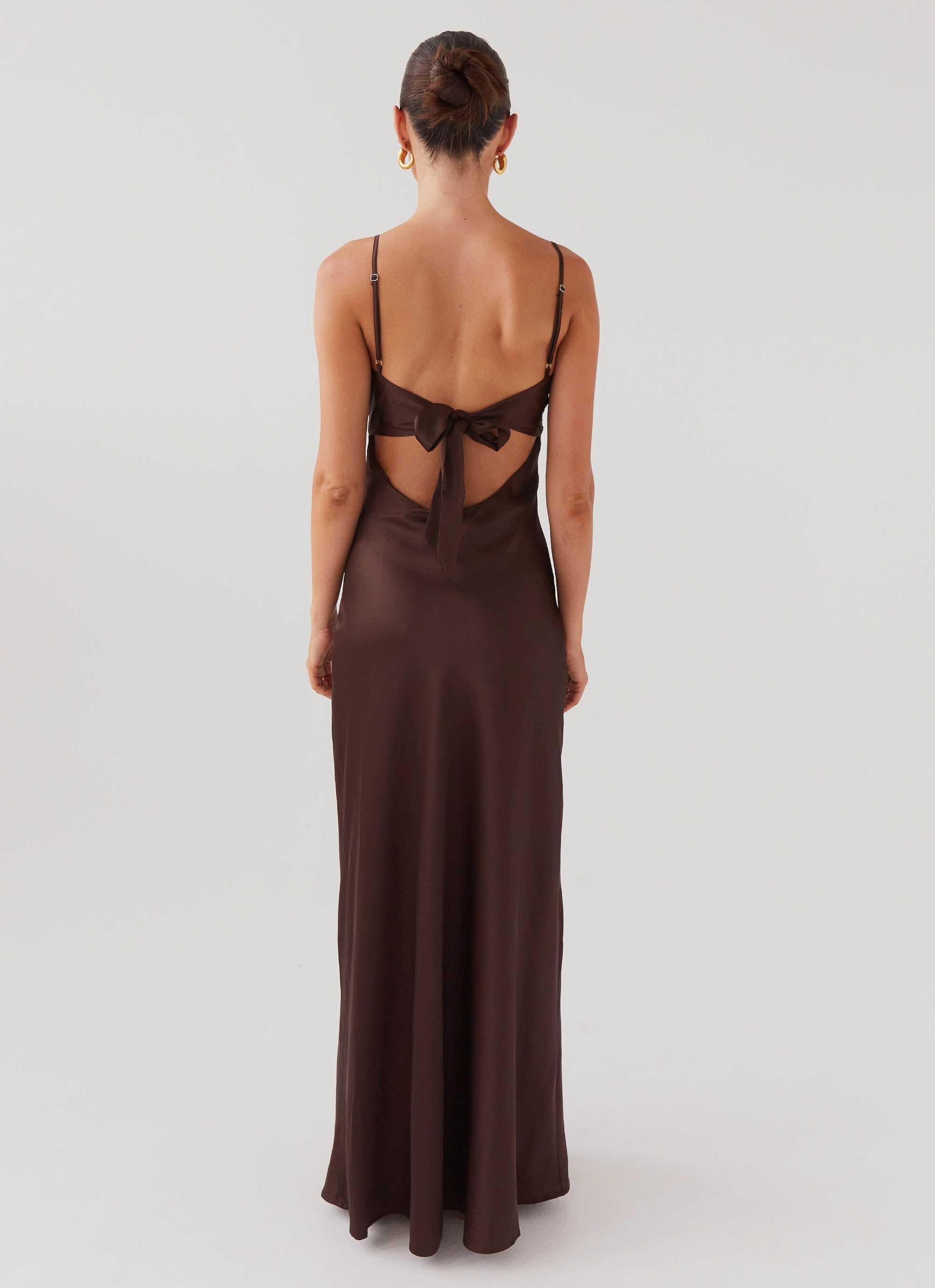 Trend Fit Flora Satin Maxi Dress - Chocolate