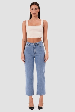 Comfy Waistband Venice Light Blue Ema Straight Denim Jean