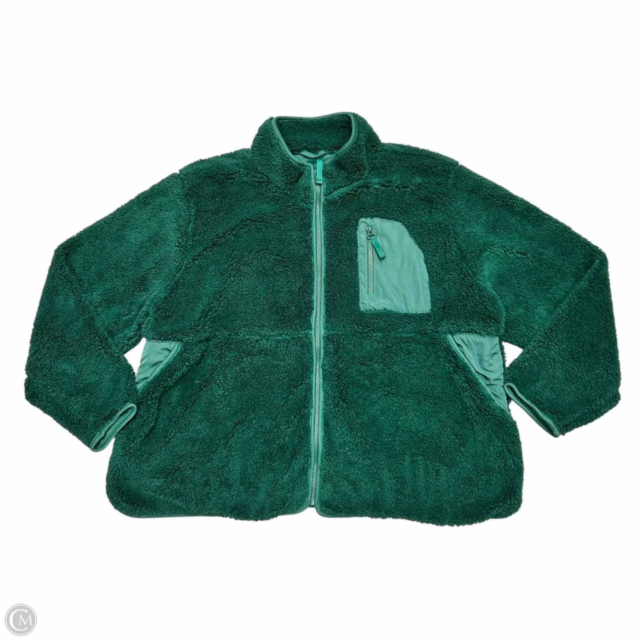 Long Sleeves Jacket Faux Fur & Sherpa By Maurices In Green, Size: 3x