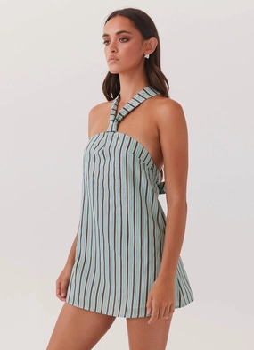 QuickReleaseClasp Keira Linen Mini Dress - Coastal Stripe