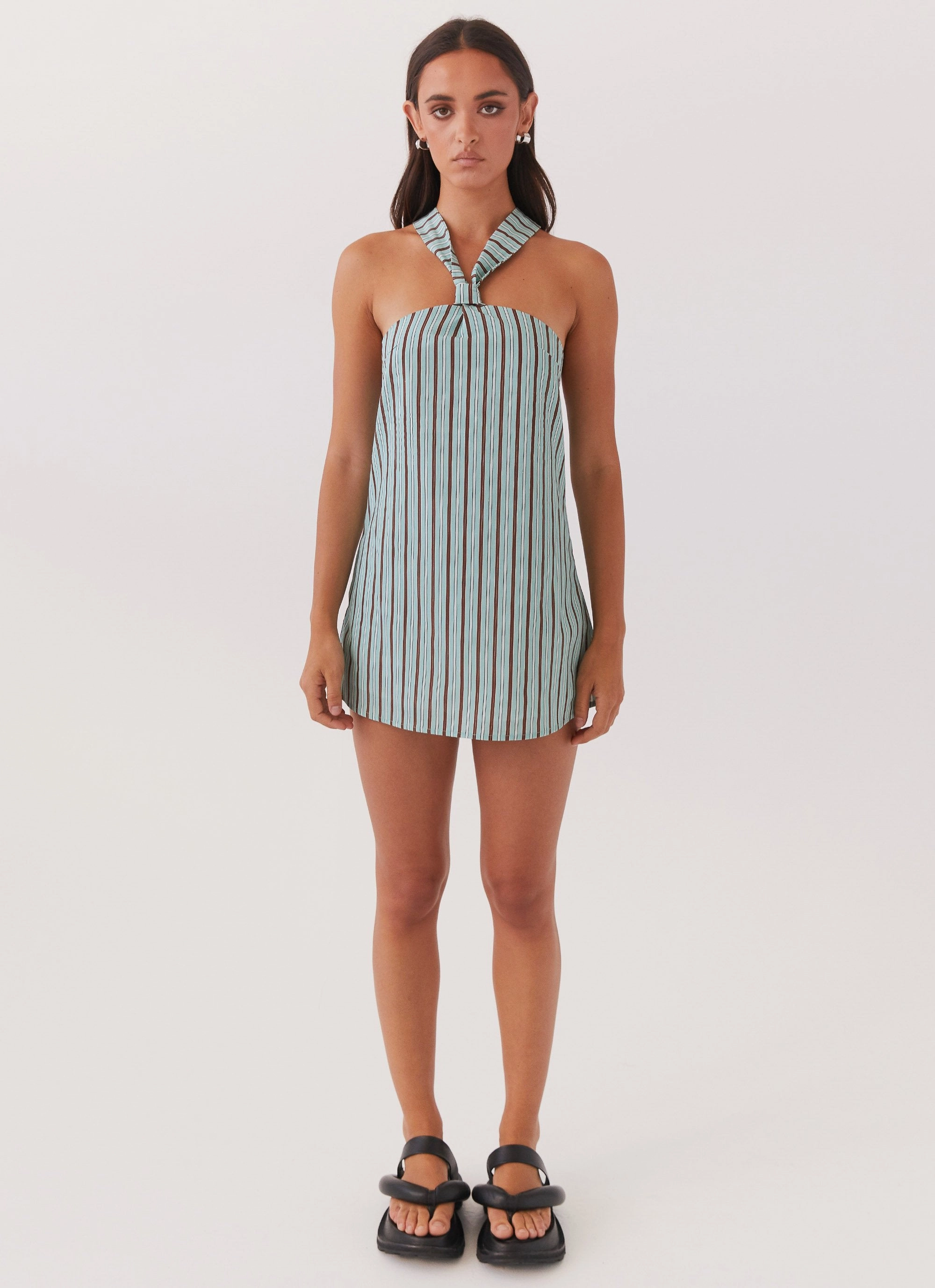 Street-Style All Day Keira Linen Mini Dress - Coastal Stripe