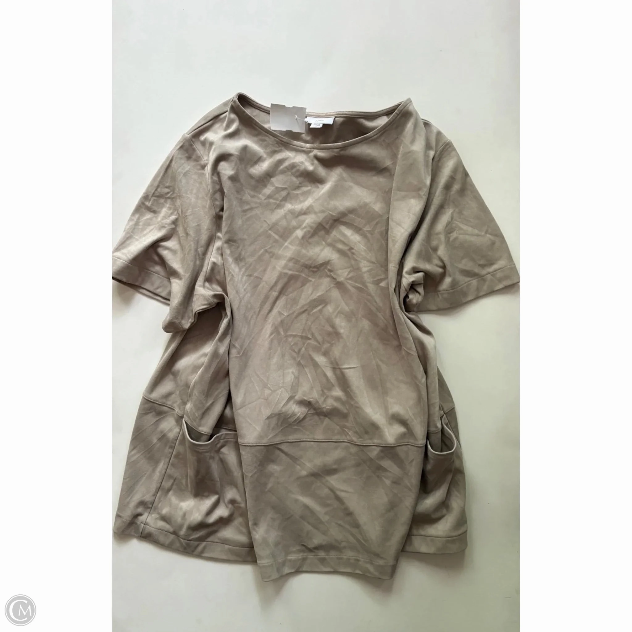 Top Short Sleeve By J. Jill In Taupe, Size: 2x Active Comfort Style Snag Resistant Surface