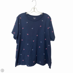 Floral freshness Top Short Sleeve Basic By Old Navy In Navy, Size: 2x