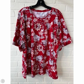 Affordable Fashion Gym clothing Top Short Sleeve By Liz Claiborne In Red & White, Size: 3x