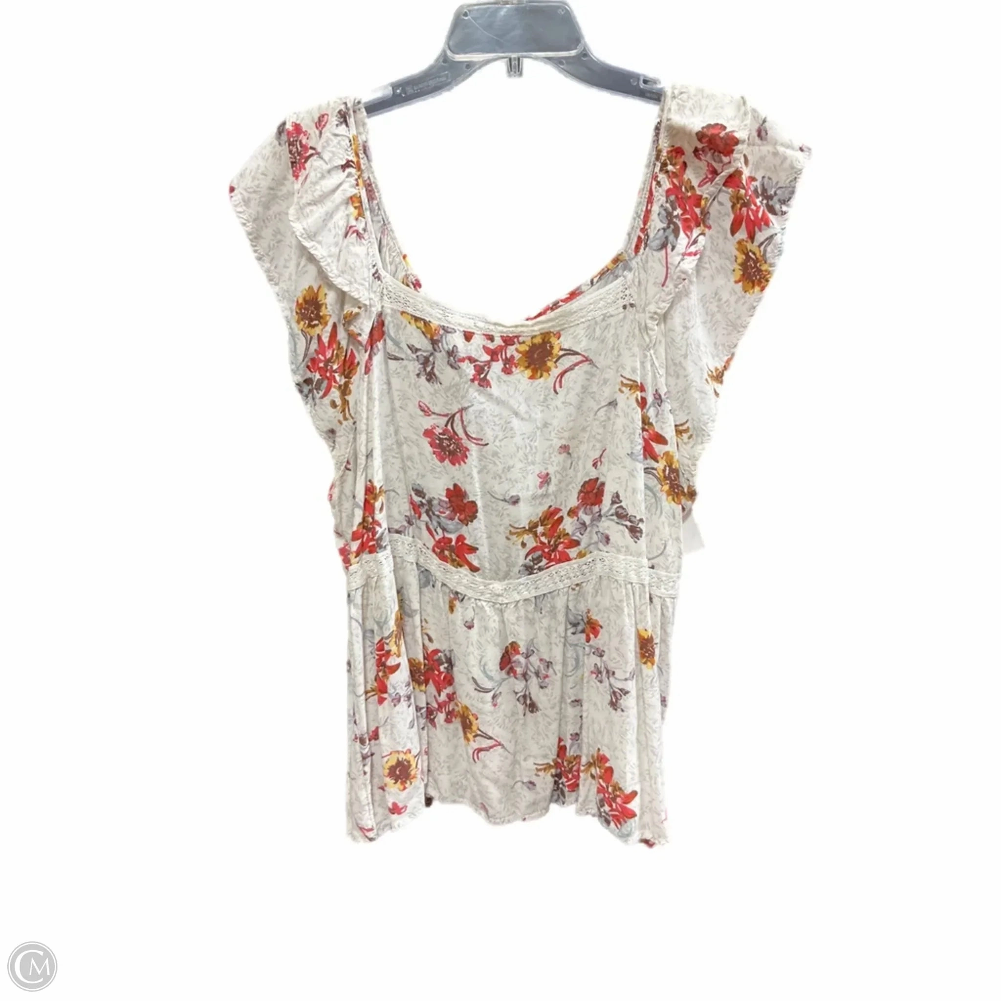 Top Short Sleeve By Maurices In Grey & Pink, Size: 1x Holiday Wear