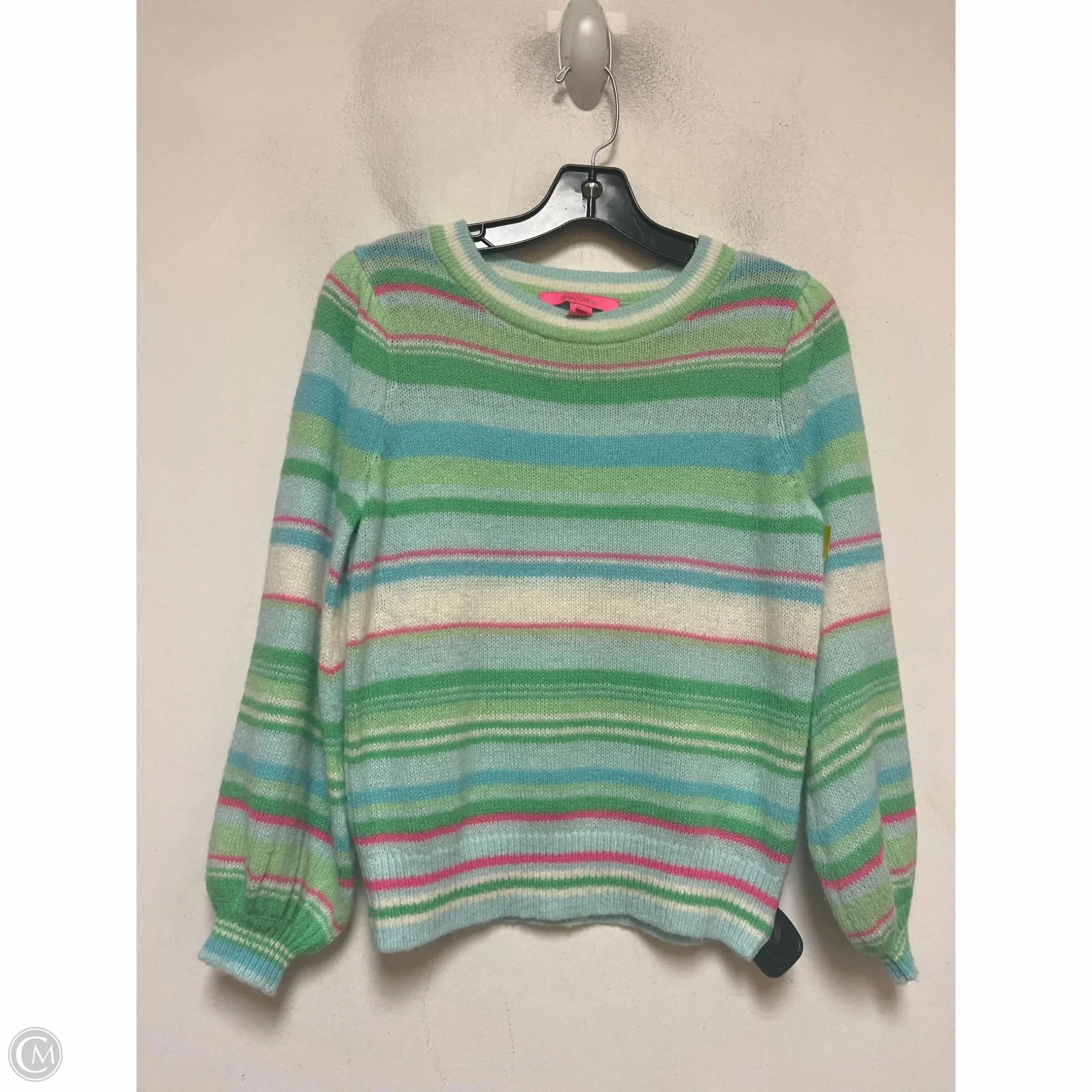 Sweater Designer By Lilly Pulitzer In Green & Pink, Size: Xs Cozy Comfort Wear