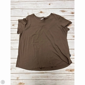 Top Short Sleeve By Logo In Brown, Size: 2x Active Style Trend Breathable Yarn Composition