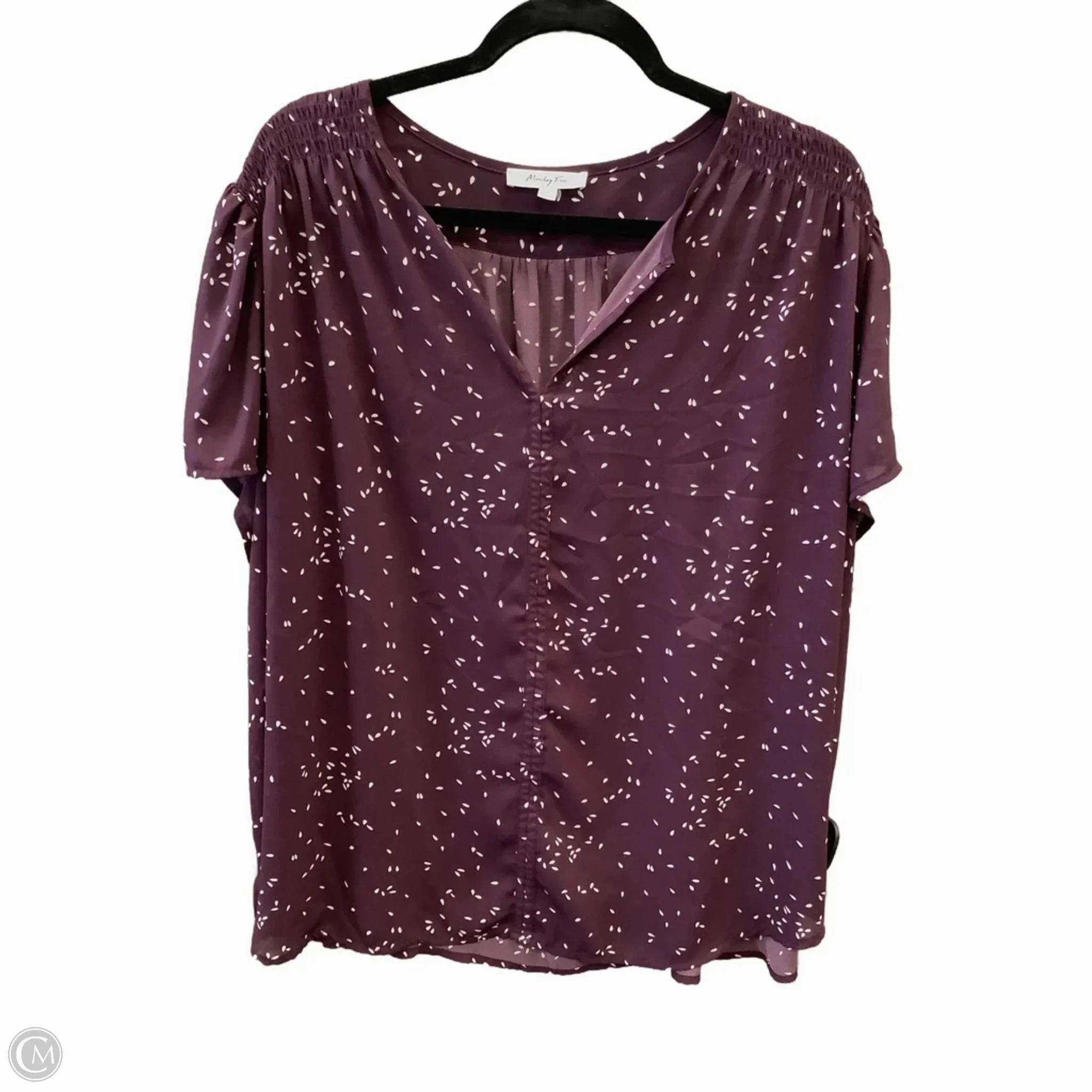 Comfy Casual Wear Top Short Sleeve By Monday Fun In Purple, Size: 3x