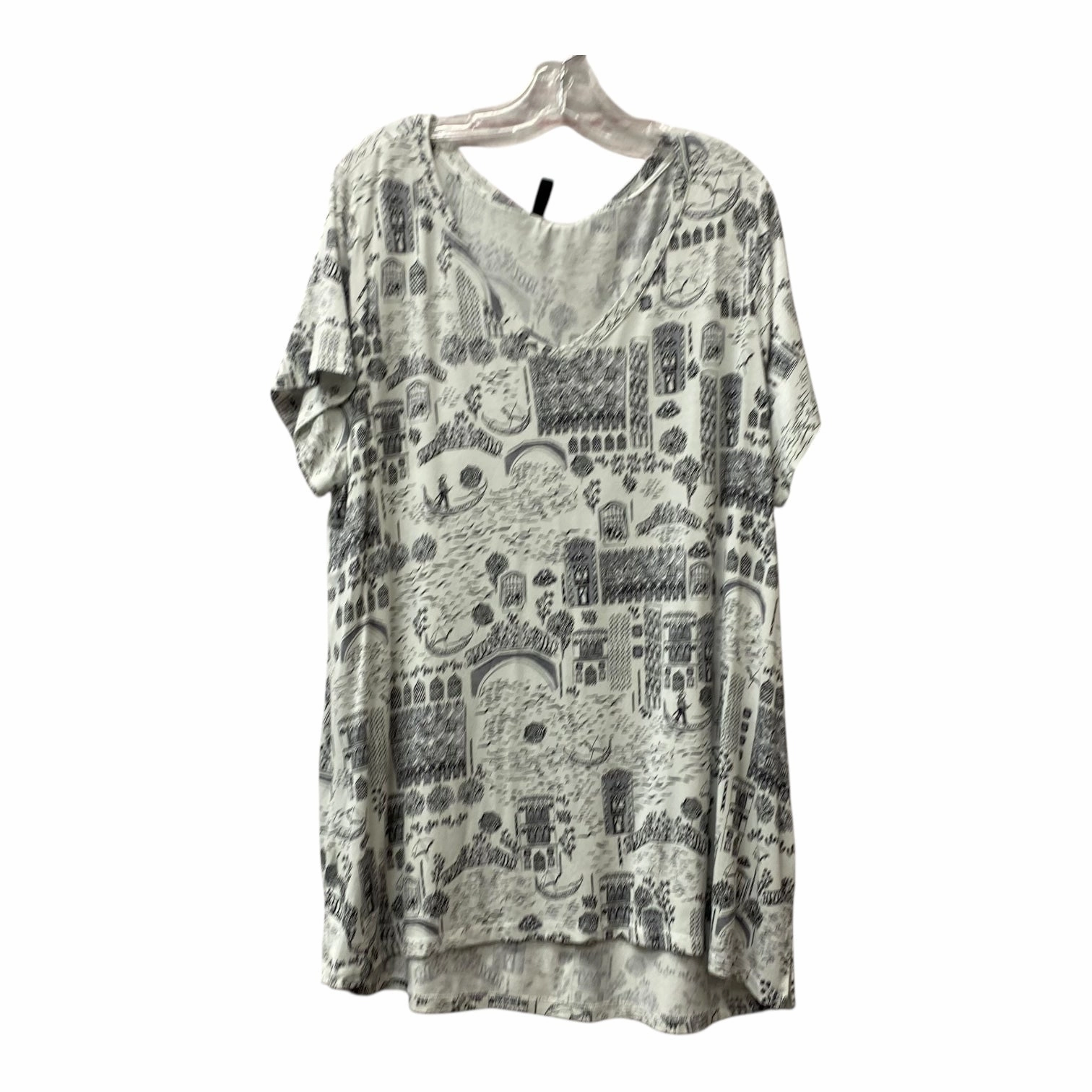 Essential Wear Multi Directional Stretch Top Ss By Cynthia Rowley In Black & White, Size:2X