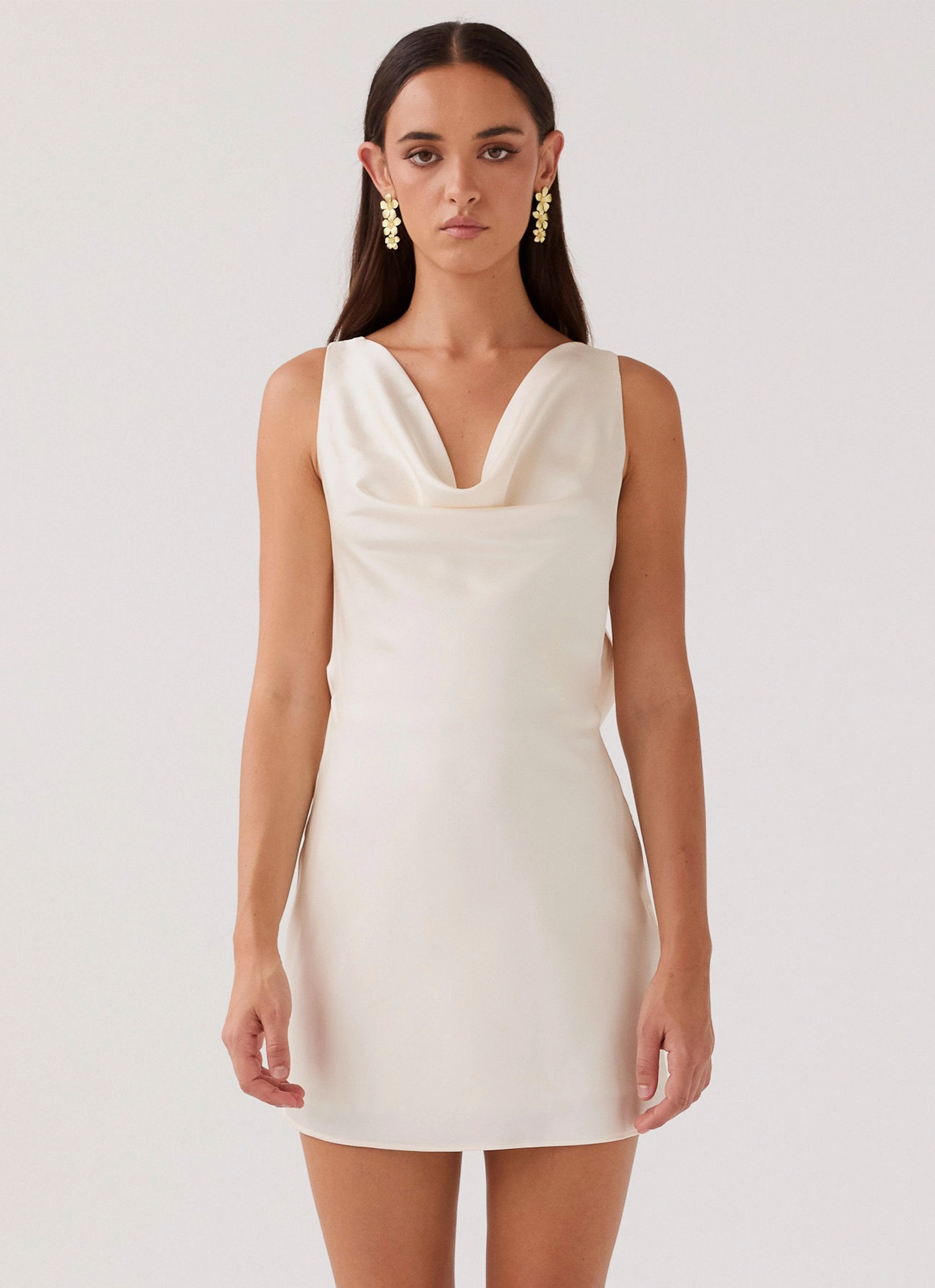 Be Mine Satin Mini Dress - Ivory Tear-resistant Fitted Shape