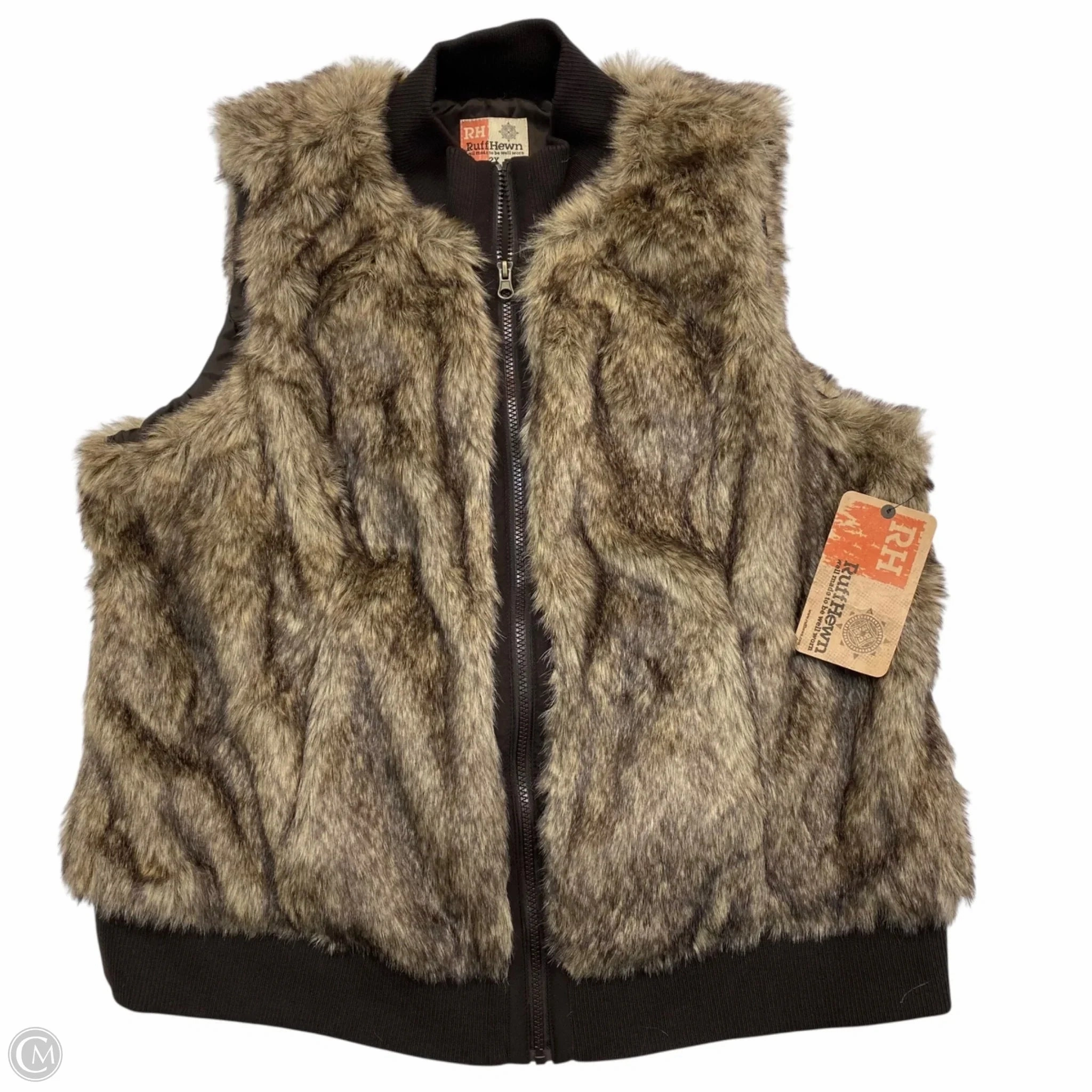Light Weight Fleece Lined Vest Faux Fur & Sherpa By Ruff Hewn In Brown, Size: 2x