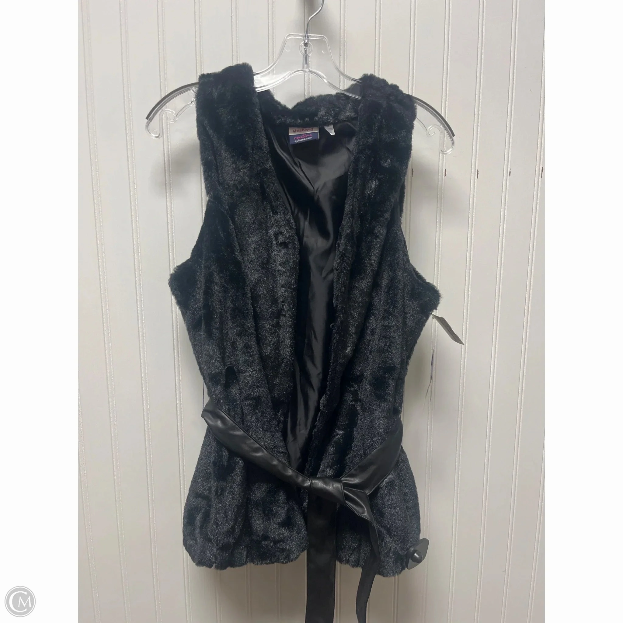 Thermal Insulated Jacket Clean Edge Piece Vest Faux Fur & Sherpa By Zac And Rachel In Black, Size: M