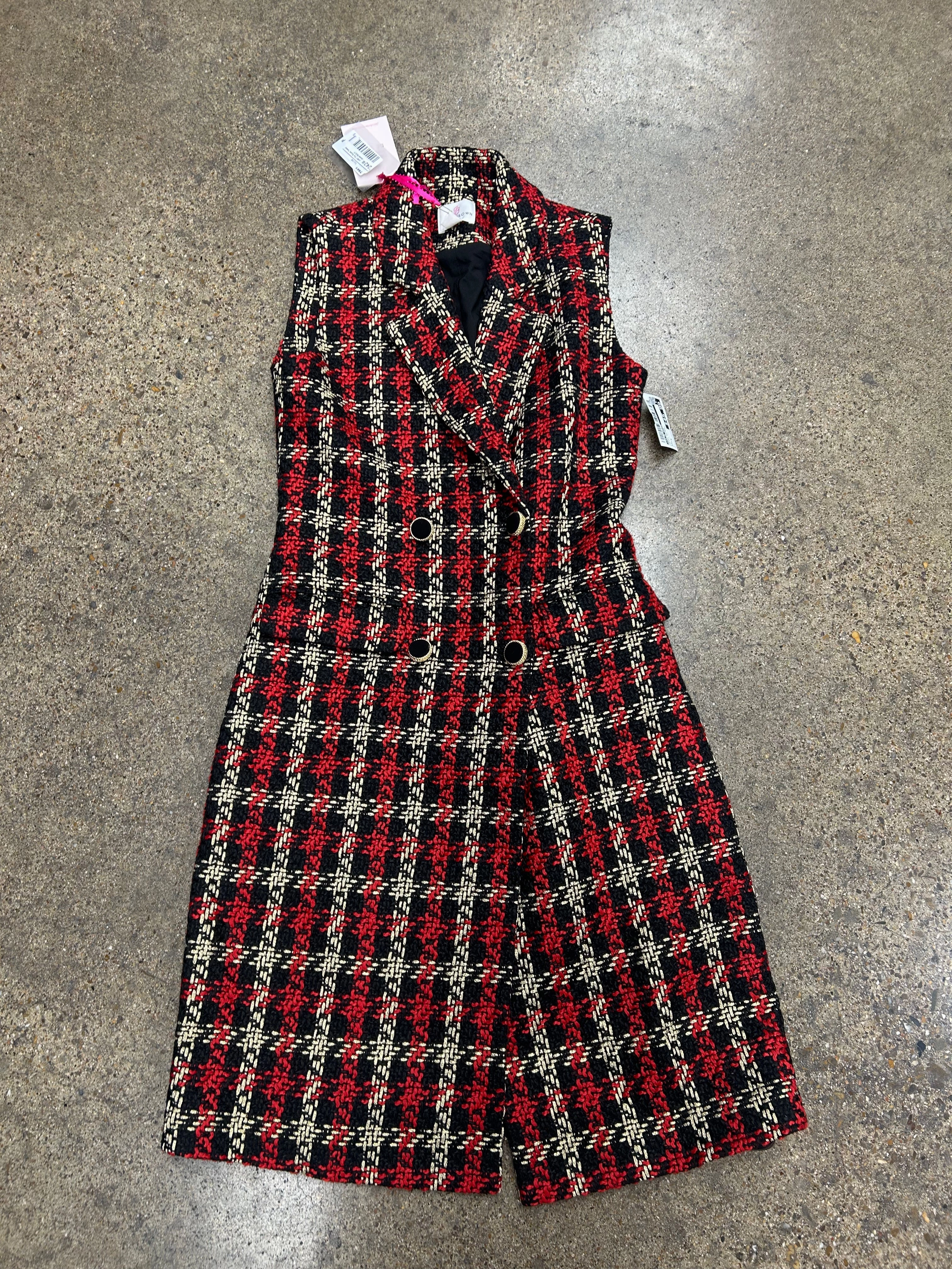 WrinkleFreeFinish MagneticClosure Vest Other By Julie Brown In Plaid Pattern, Size:S