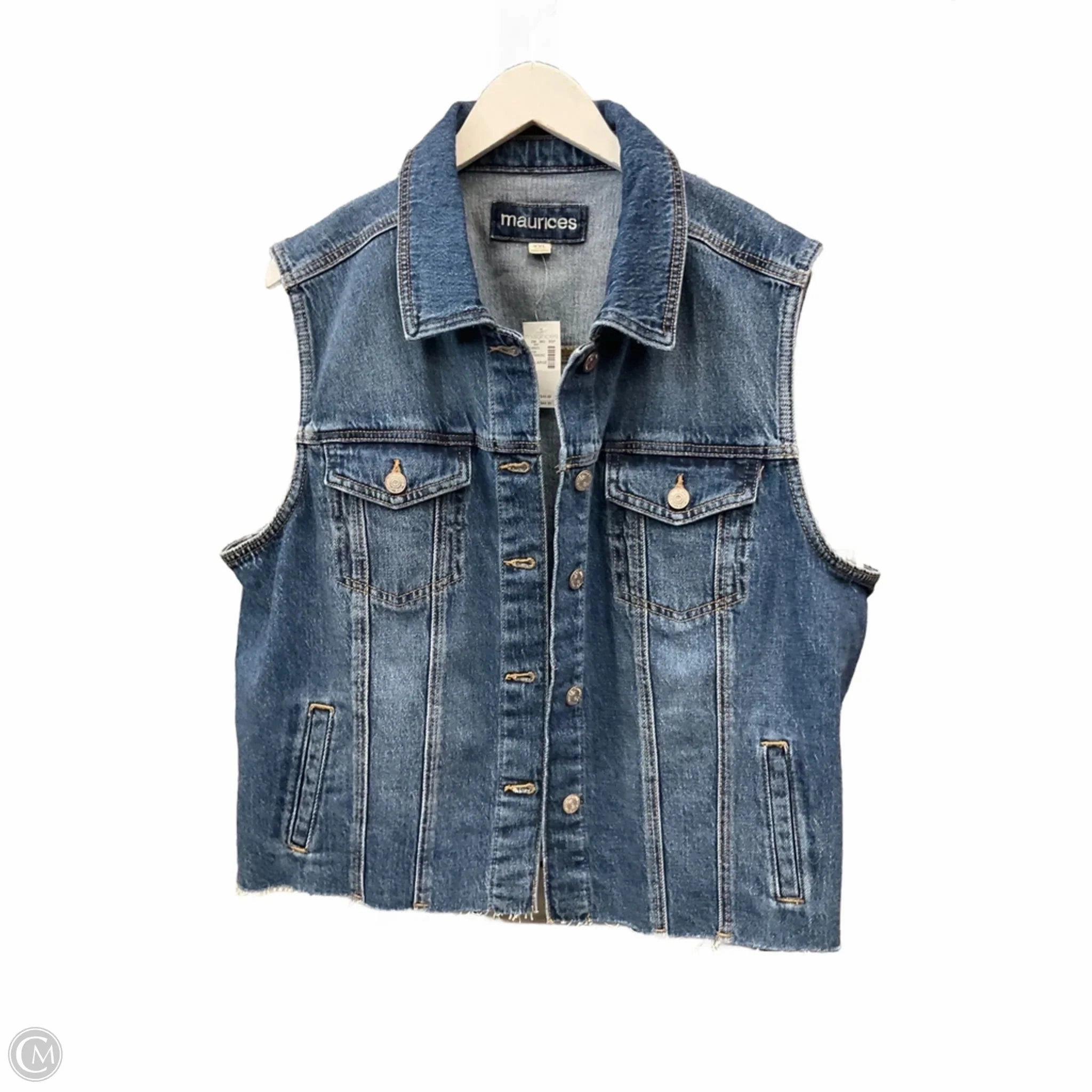 Two Tone Design Vest Other By Maurices In Blue Denim, Size: Xxl