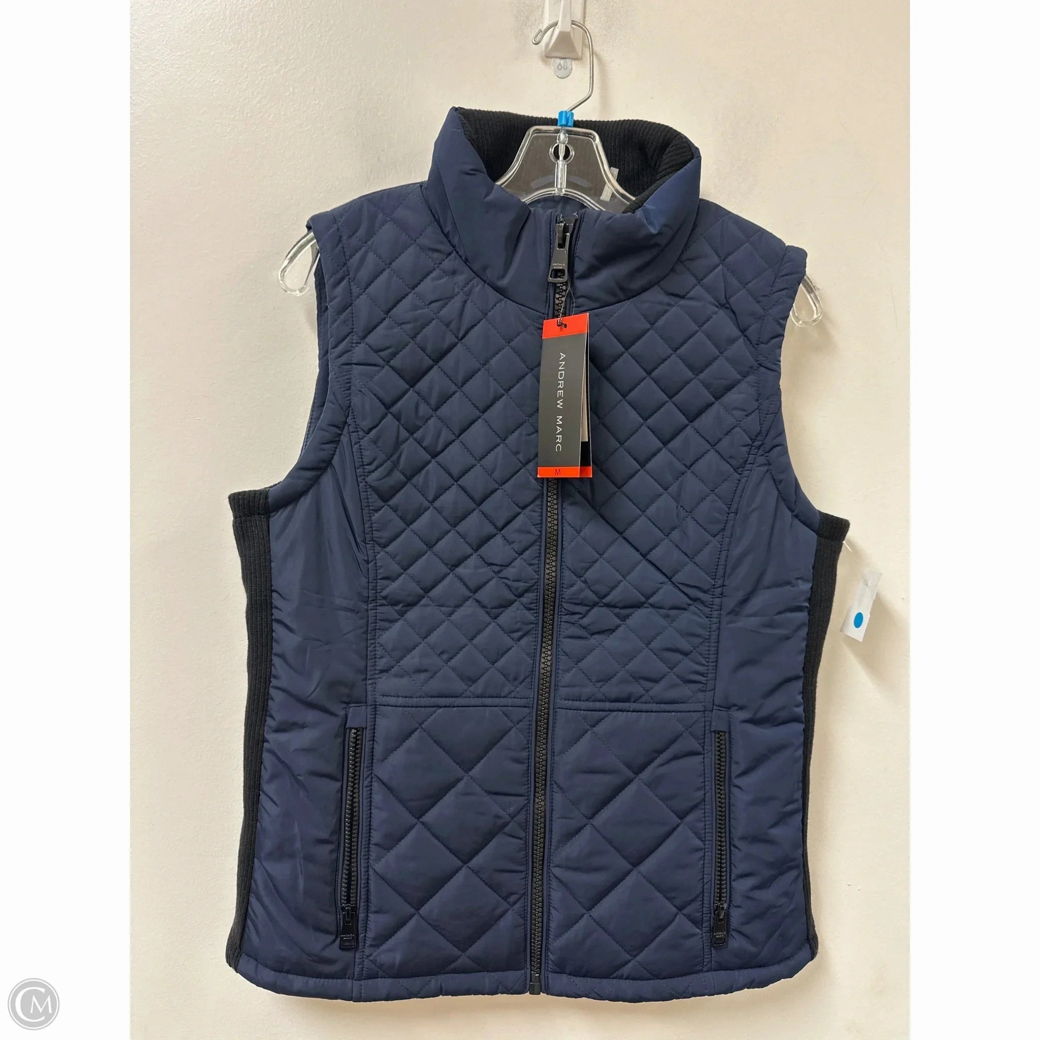 Vest Puffer & Quilted By Andrew Marc In Navy, Size: M Double Stitched Seams