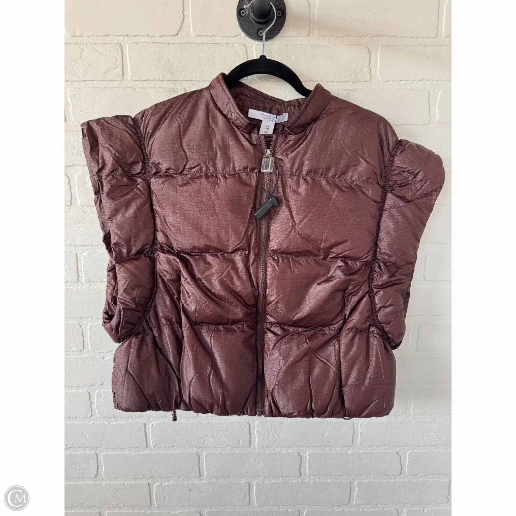 Sustainable Recycled Material Airy Cloth Vest Puffer & Quilted By Anna & Ava In Brown, Size: L