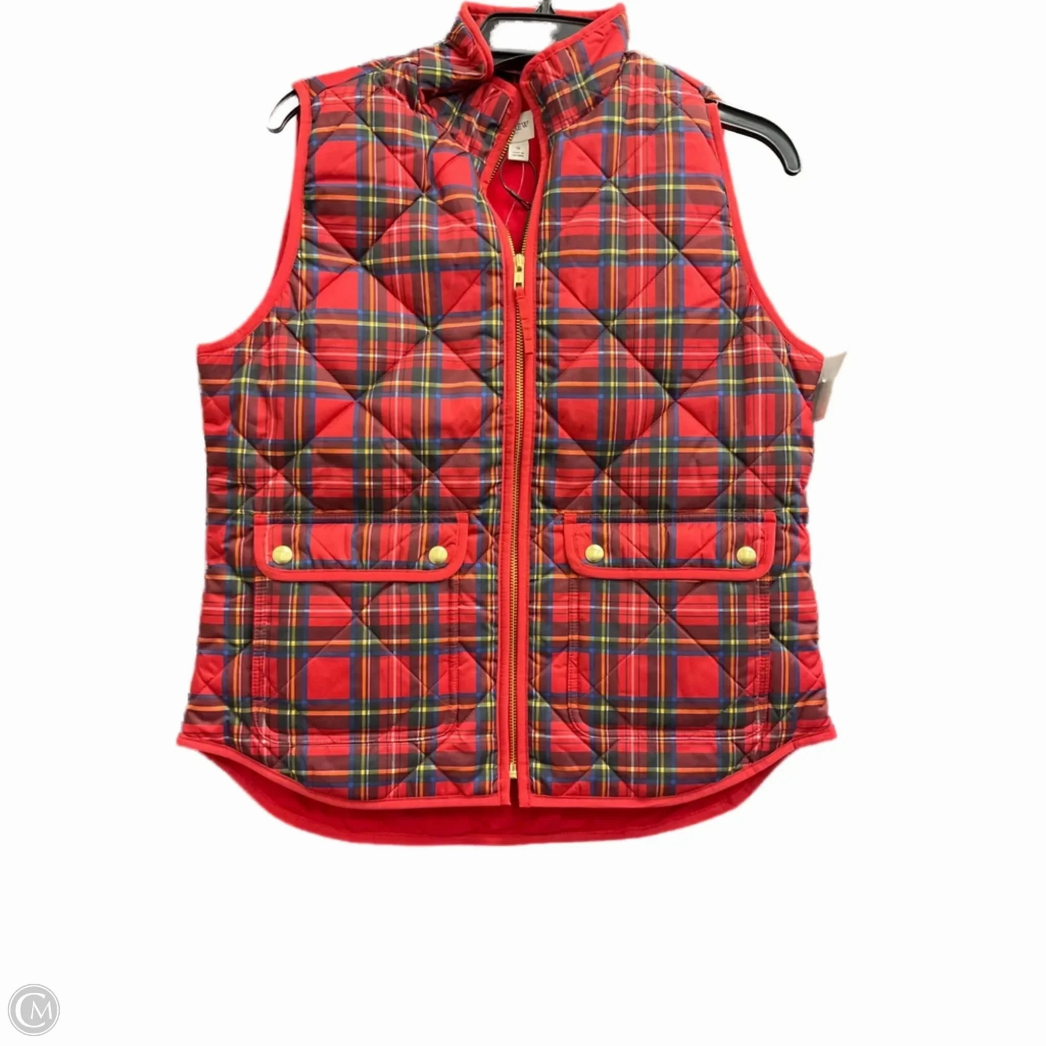 Stretchable Fabric Vest Puffer & Quilted By J. Crew In Red, Size: S