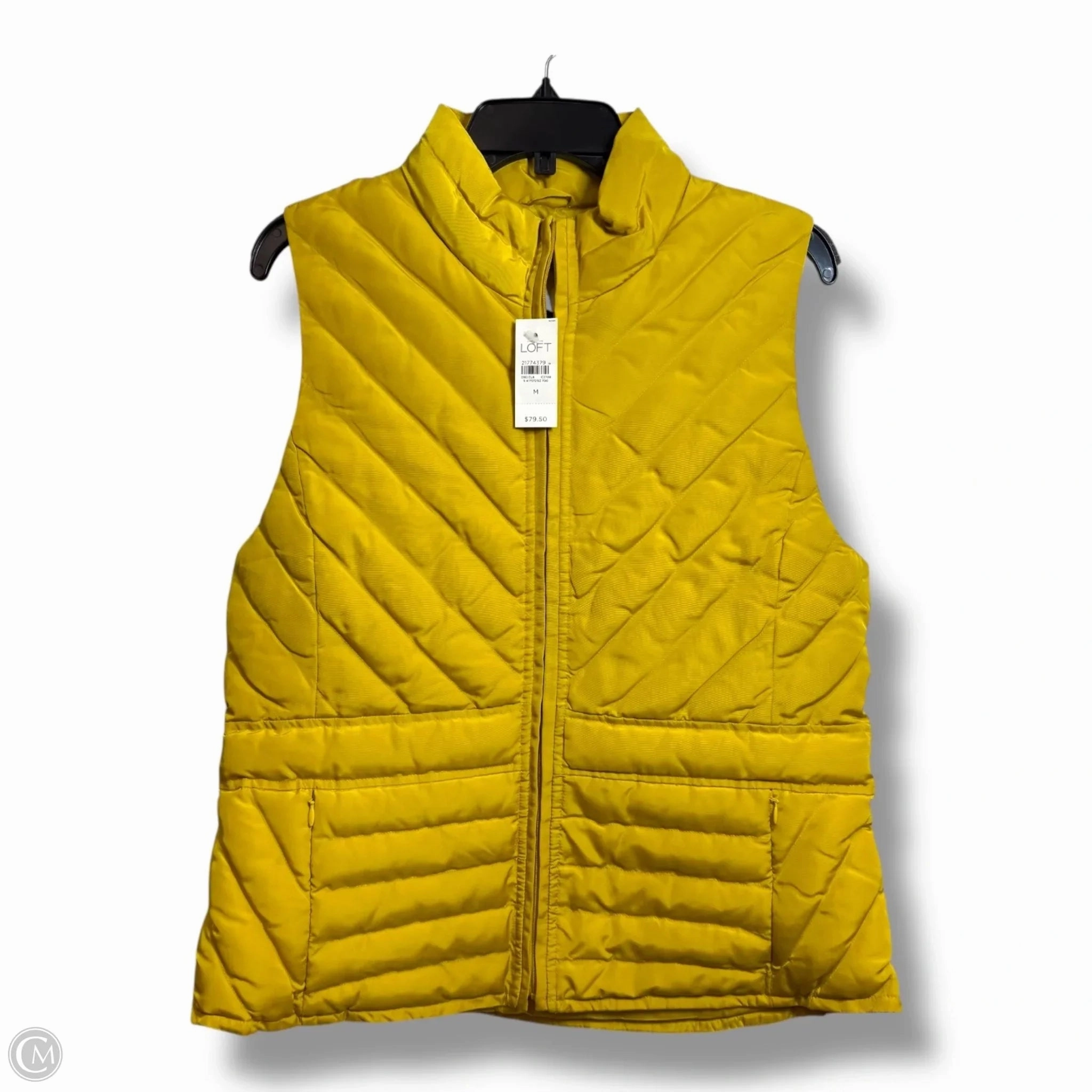 DoubleLayeredHem Monochrome Look Vest Puffer & Quilted By Loft In Yellow, Size: M