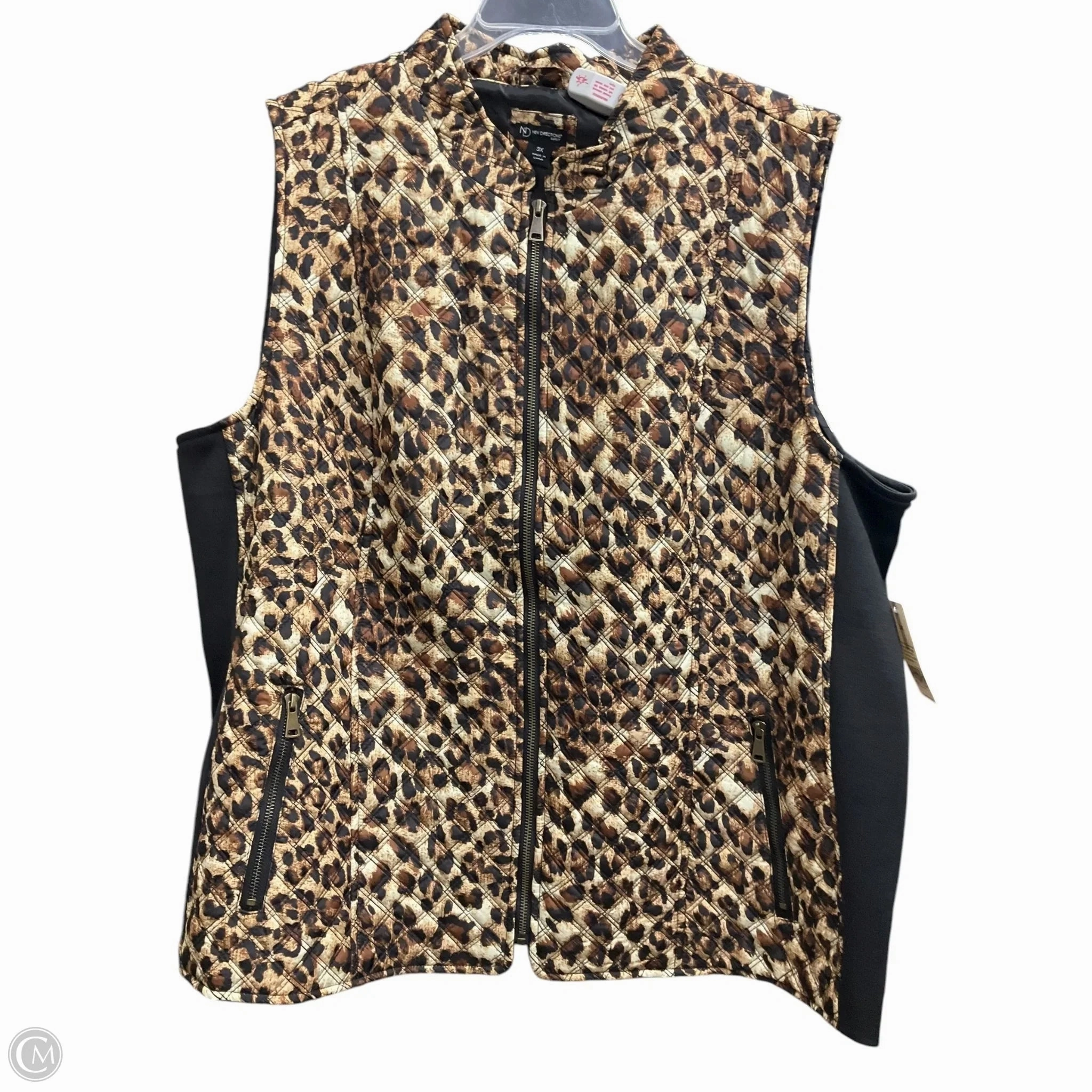 Travel Must Minimal Detail Vest Puffer & Quilted By New Directions In Animal Print, Size: 3x