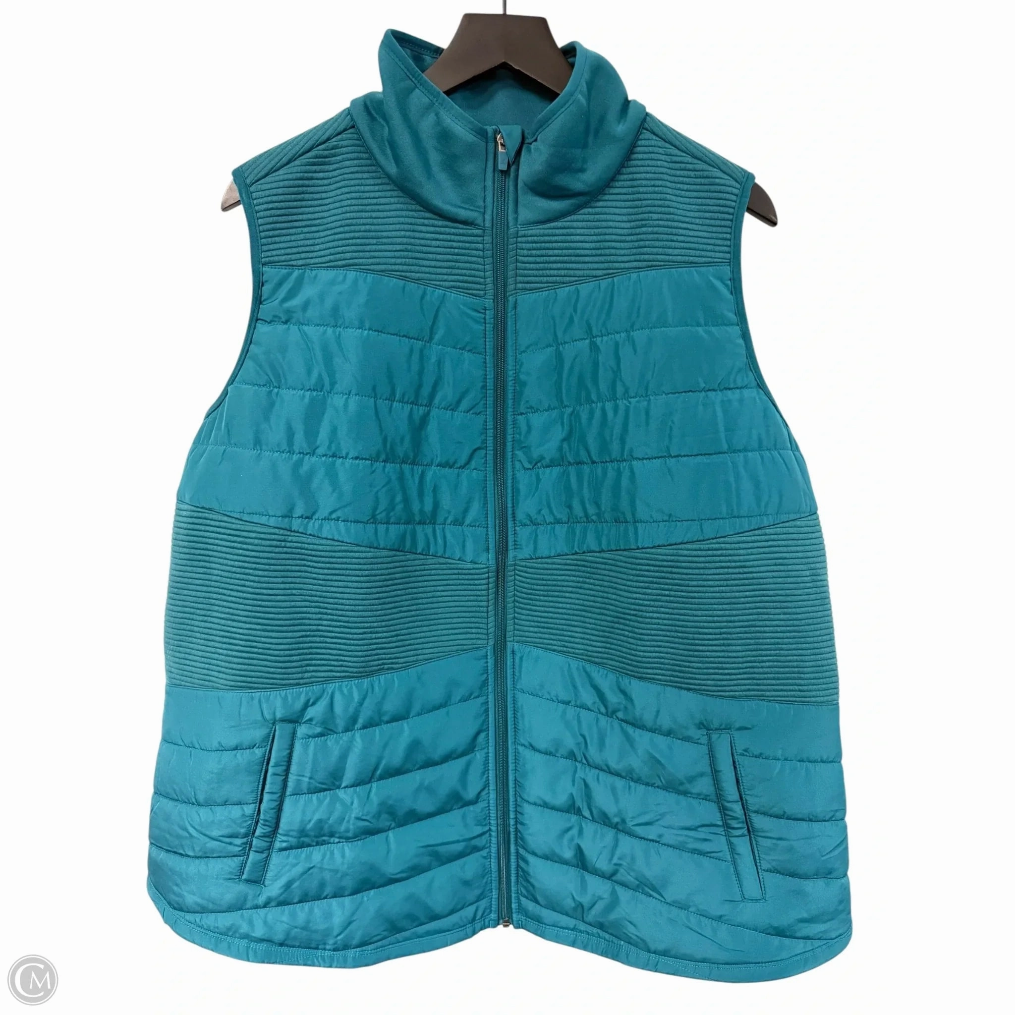 Low Profile Logoing AbrasionResistantSurface Vest Puffer & Quilted By Tek Gear In Teal, Size: 2x