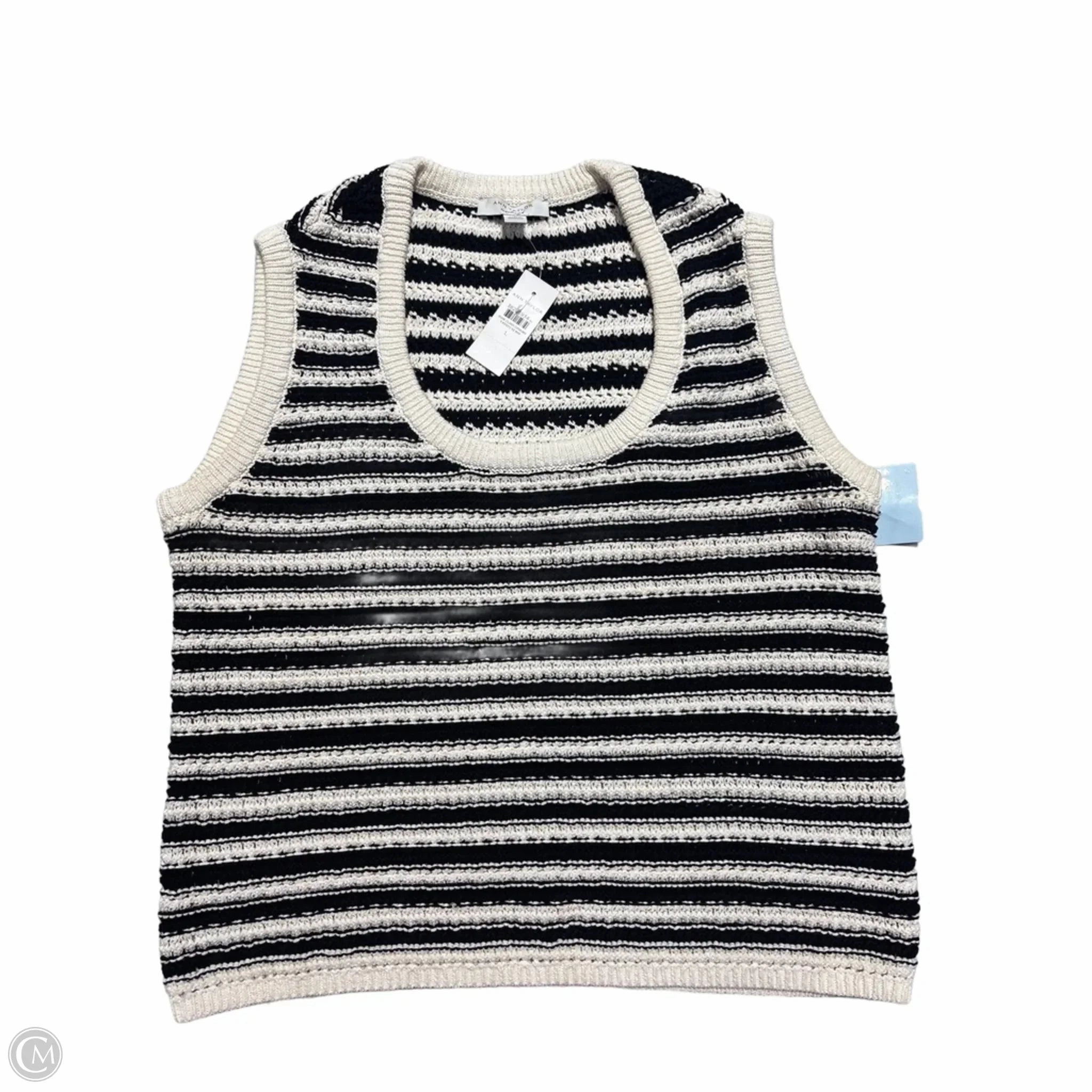 TearResistant Reinforcements MagneticClosureSystem Vest Sweater By Ann Taylor In Striped Pattern, Size: L