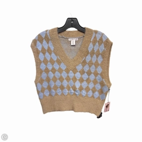 Vest Sweater By Clothes Mentor In Blue & Brown, Size: S Drop Tail Hem Zippered Pockets