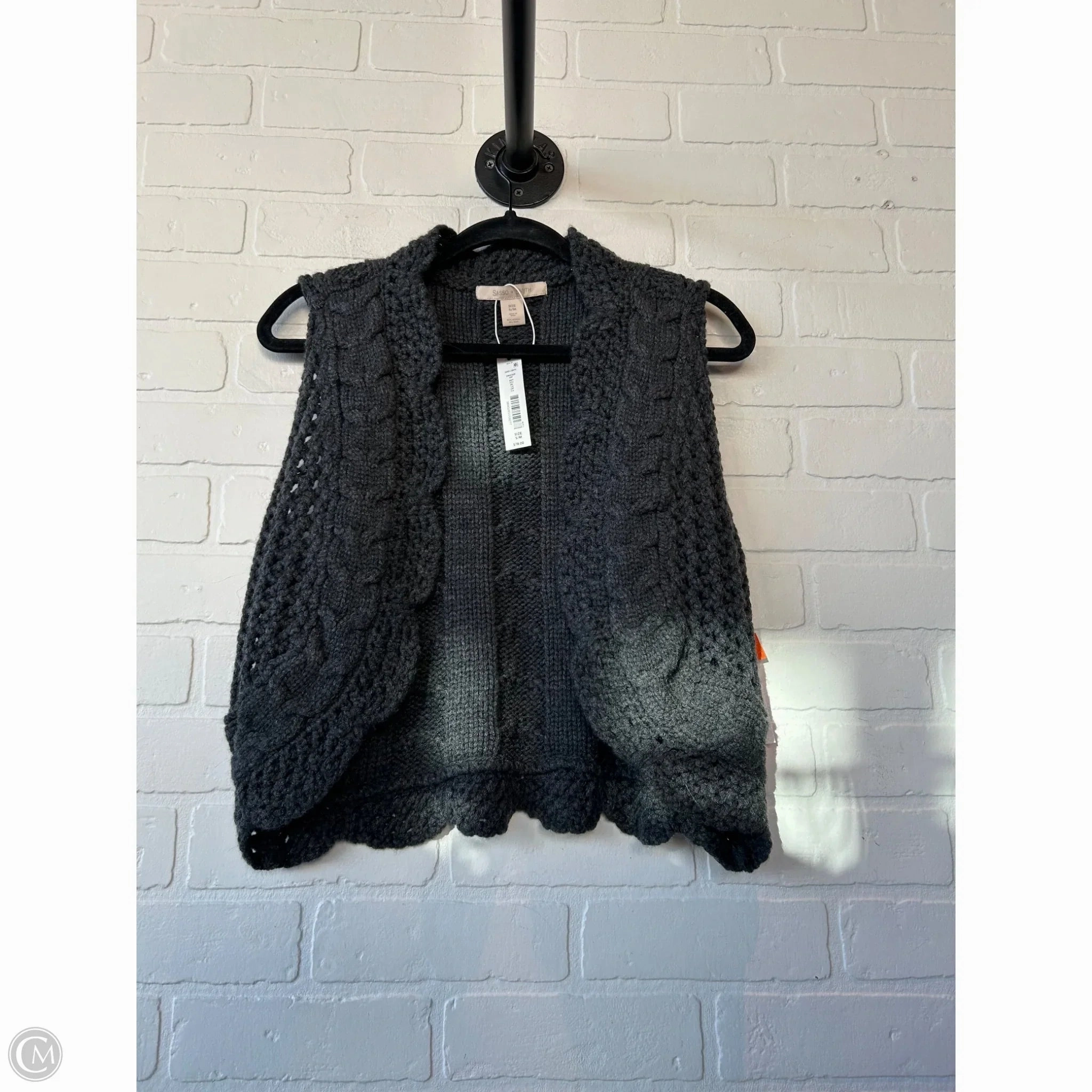 Vest Sweater By SASSO AND SMYTH In Grey, Size: S Recycled Material Blend