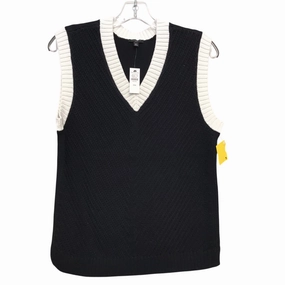 WaterRepellentFabric Vest Sweater By Talbots In Black & White, Size:Mp
