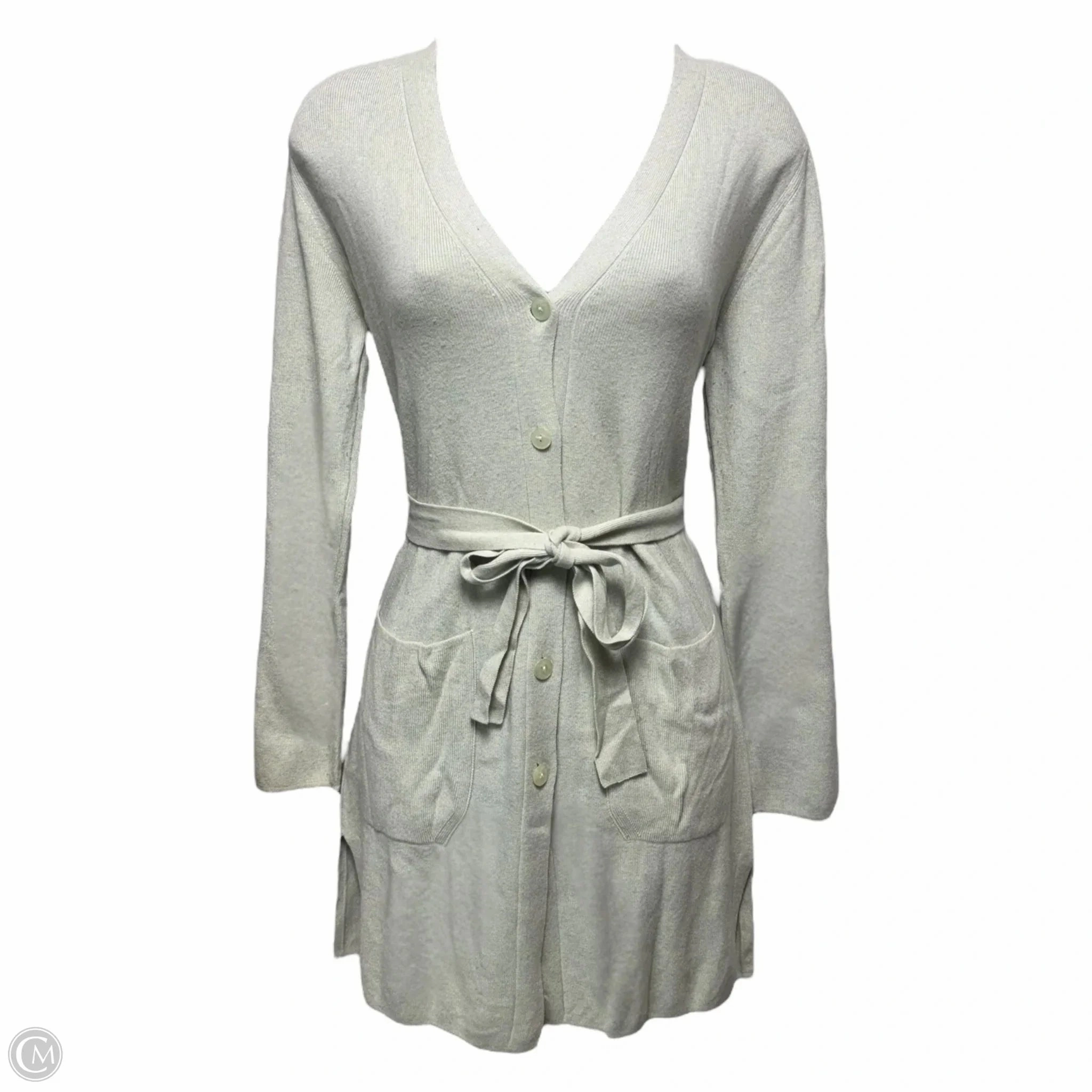 Belted Cardigan Sweater Designer By Escada In Aqua, Size: S Trendy Winter